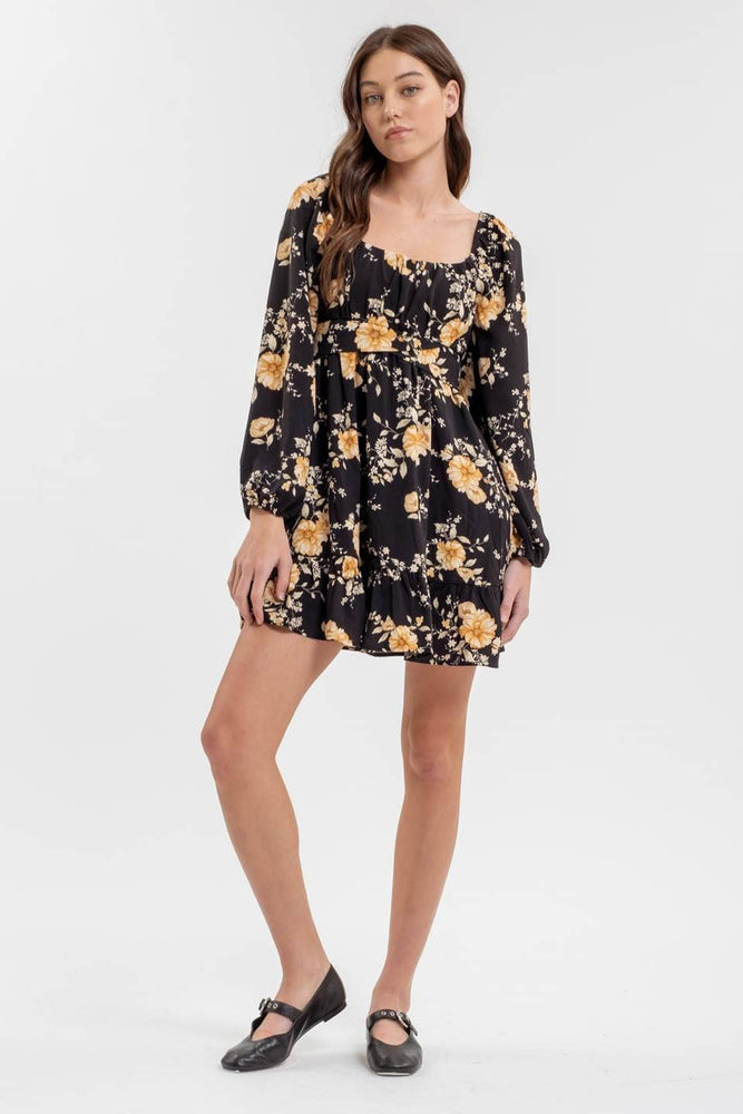 Send me Flowers Long Sleeve Mini Dress