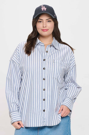 Plus Classic Stripe Button Down