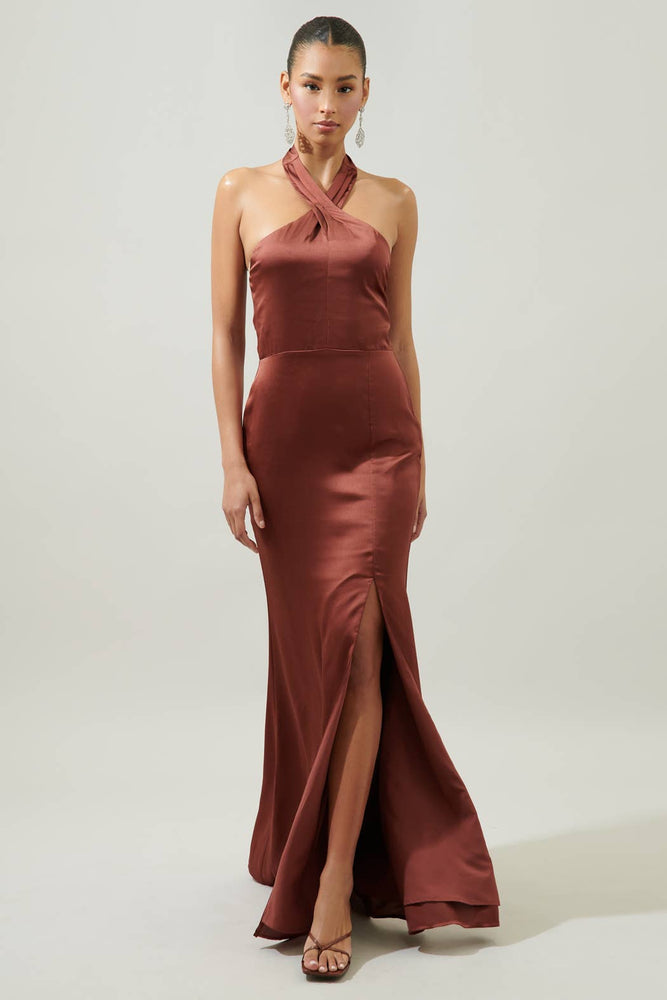 Spellbound Halter Satin Maxi Dress *IMPERFECT