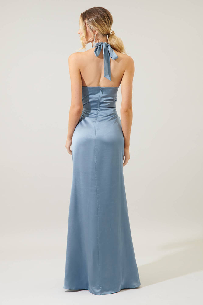 Spellbound Halter Satin Maxi Dress *IMPERFECT