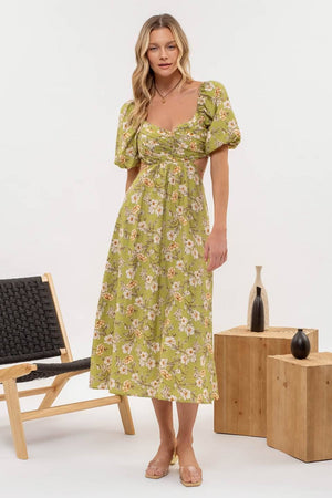 Fresh Cut Flowers Midi Dress