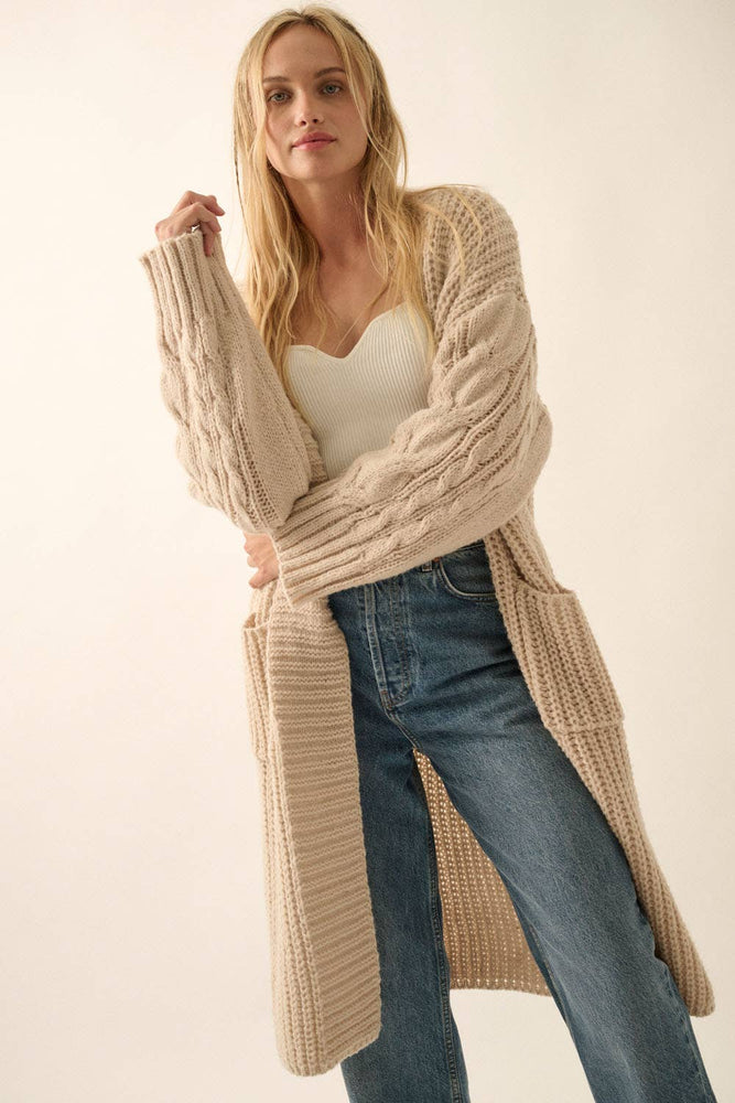 Wrapped Up and Cozy Cable Knit Sweater