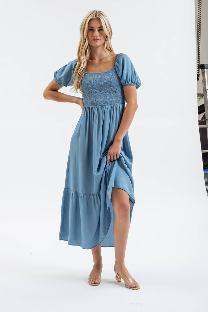 Perfect Morning Chambray Midi Dress