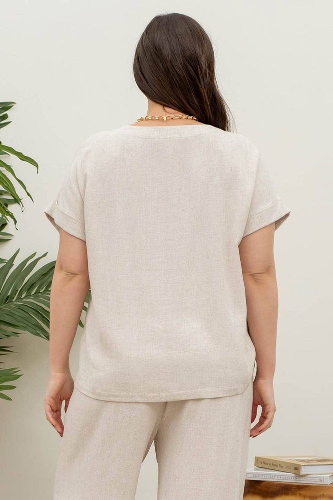 Plus Naturally Chic Boxy Linen Top