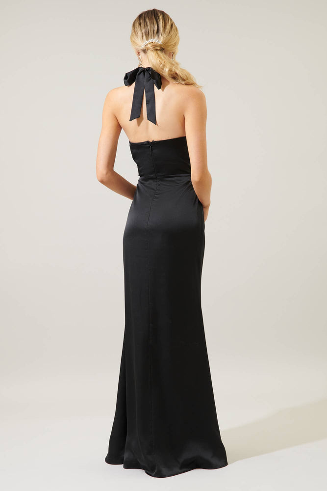 Spellbound Halter Satin Maxi Dress *IMPERFECT