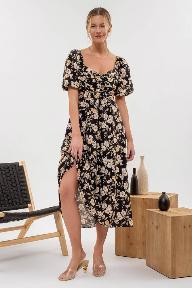 Fresh Cut Flowers Midi Dress