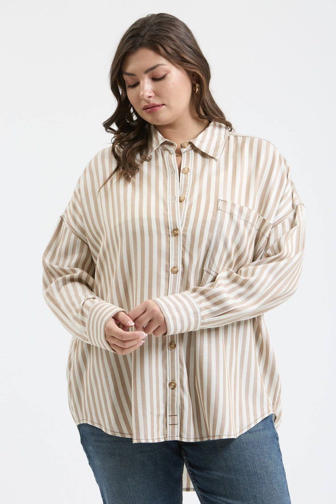 Plus Classic Stripe Button Down