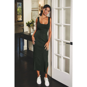 Ribbed Knit Sleeveless Maxi Dress