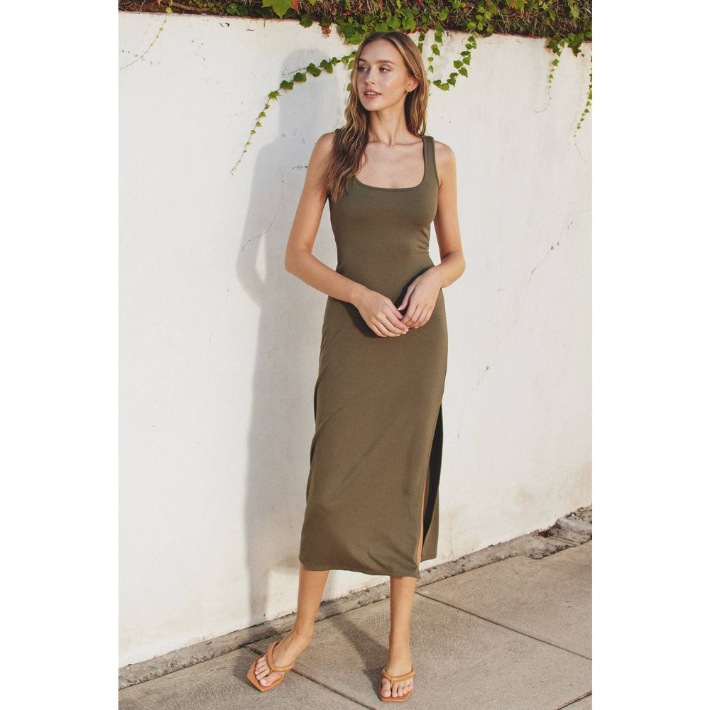 Ribbed Knit Sleeveless Maxi Dress