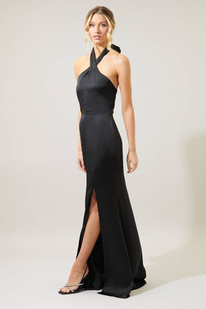 Spellbound Halter Satin Maxi Dress *IMPERFECT