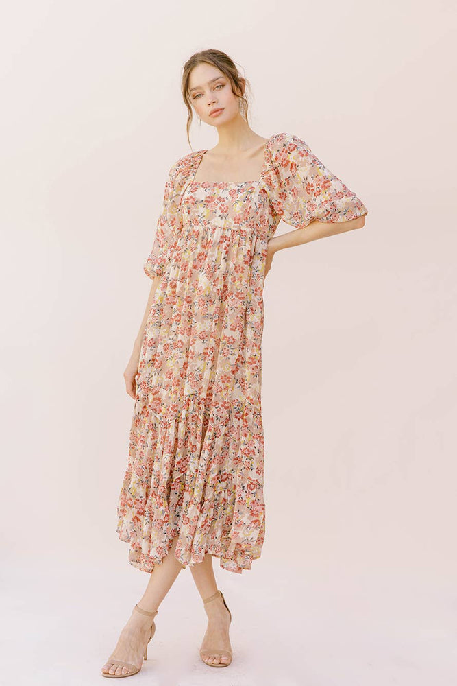 Floral Abundance Puff Sleeve Dress