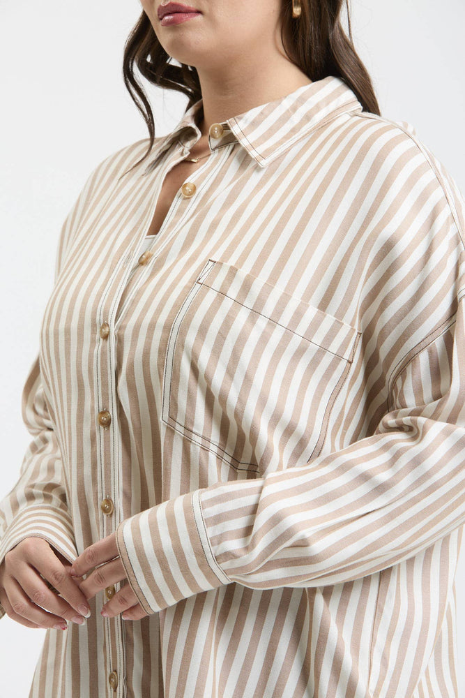 Plus Classic Stripe Button Down