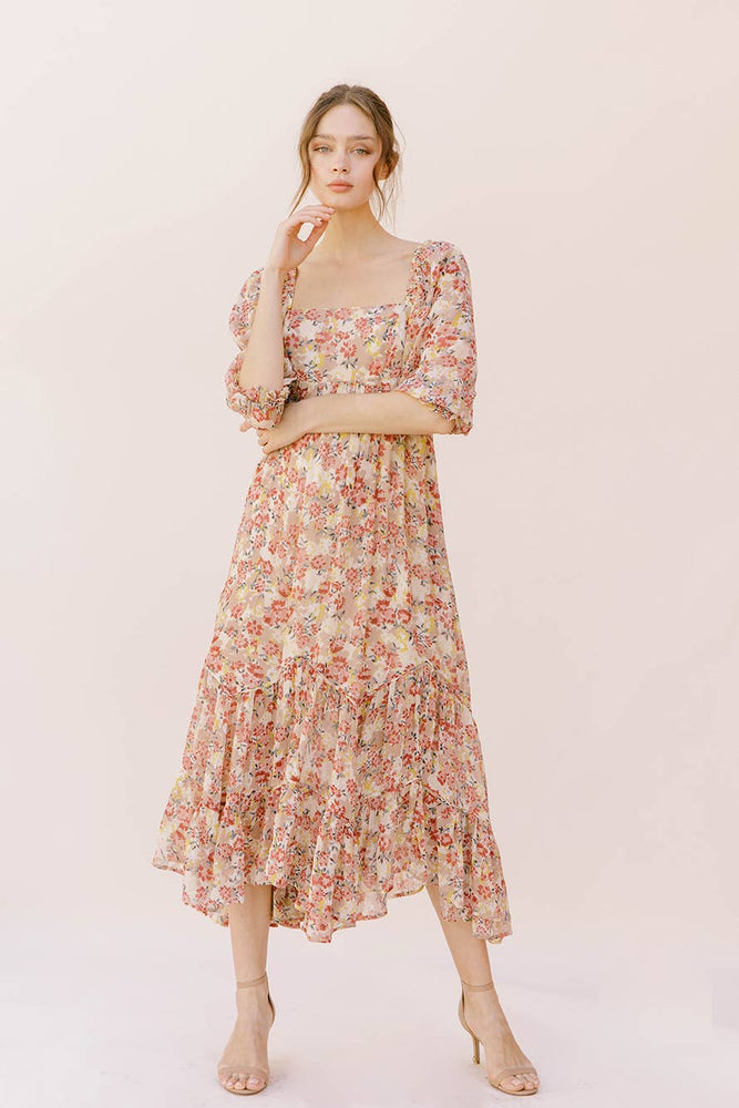 Floral Abundance Puff Sleeve Dress