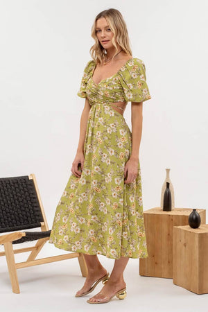 Fresh Cut Flowers Midi Dress