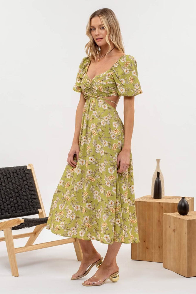 Fresh Cut Flowers Midi Dress