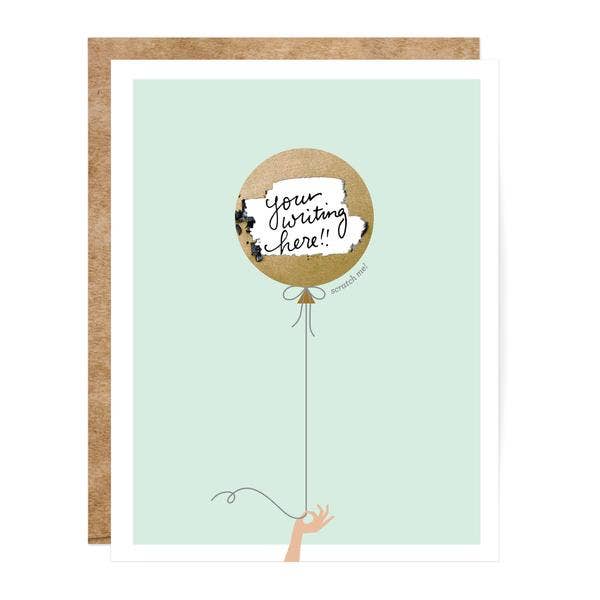 Mint & Gold Balloon Scratch-off Card