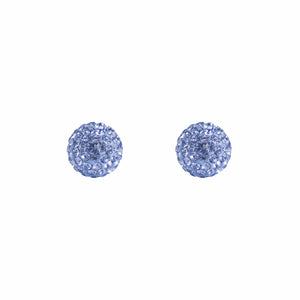 Park and Buzz radiance stud. Sparkle ball earrings. Hillberg and Berk. Canadian Brand. Glitter ball earrings. Denim blue sparkle earrings jewelry jewellery